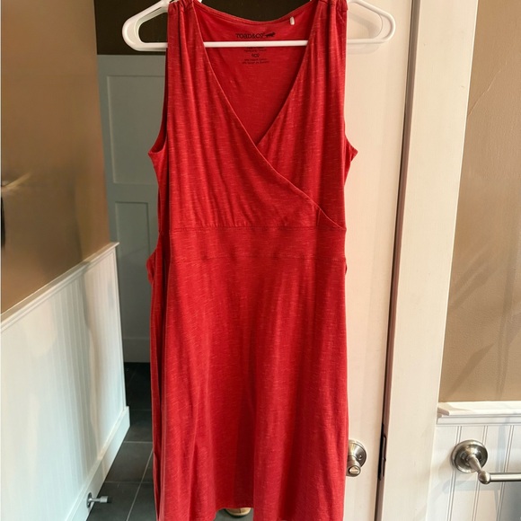 Toad & Co Coral/Red/Orange Faux Wrap Dress - Picture 3 of 10